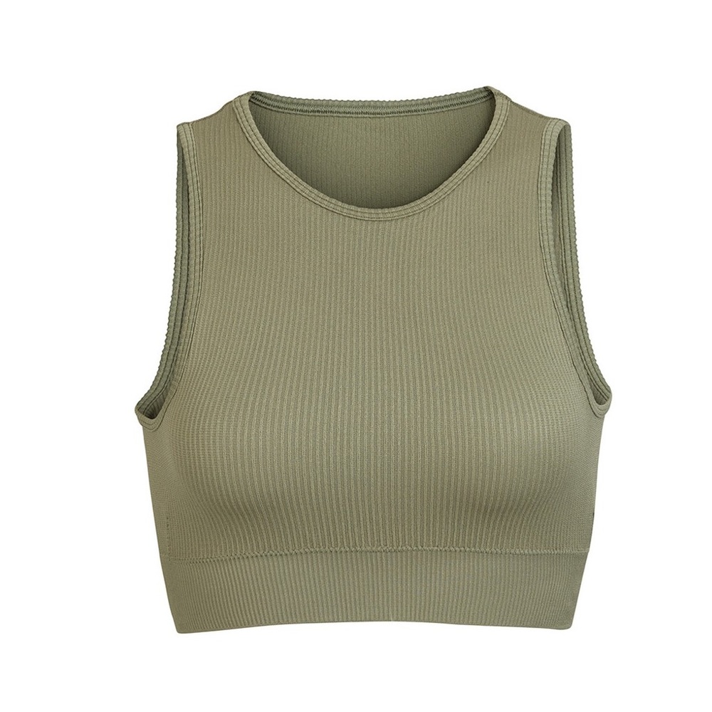 SKIMS Set (Stretch Rib High Neck Bra & Brief in Slate Green)